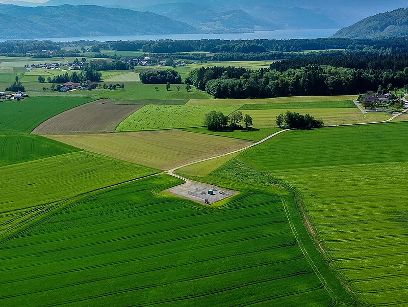 Green fields from above