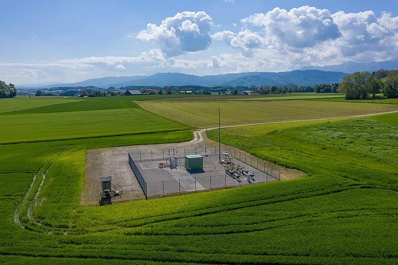 Storage facility Rubensdorf surrounded by green fields with blue sky