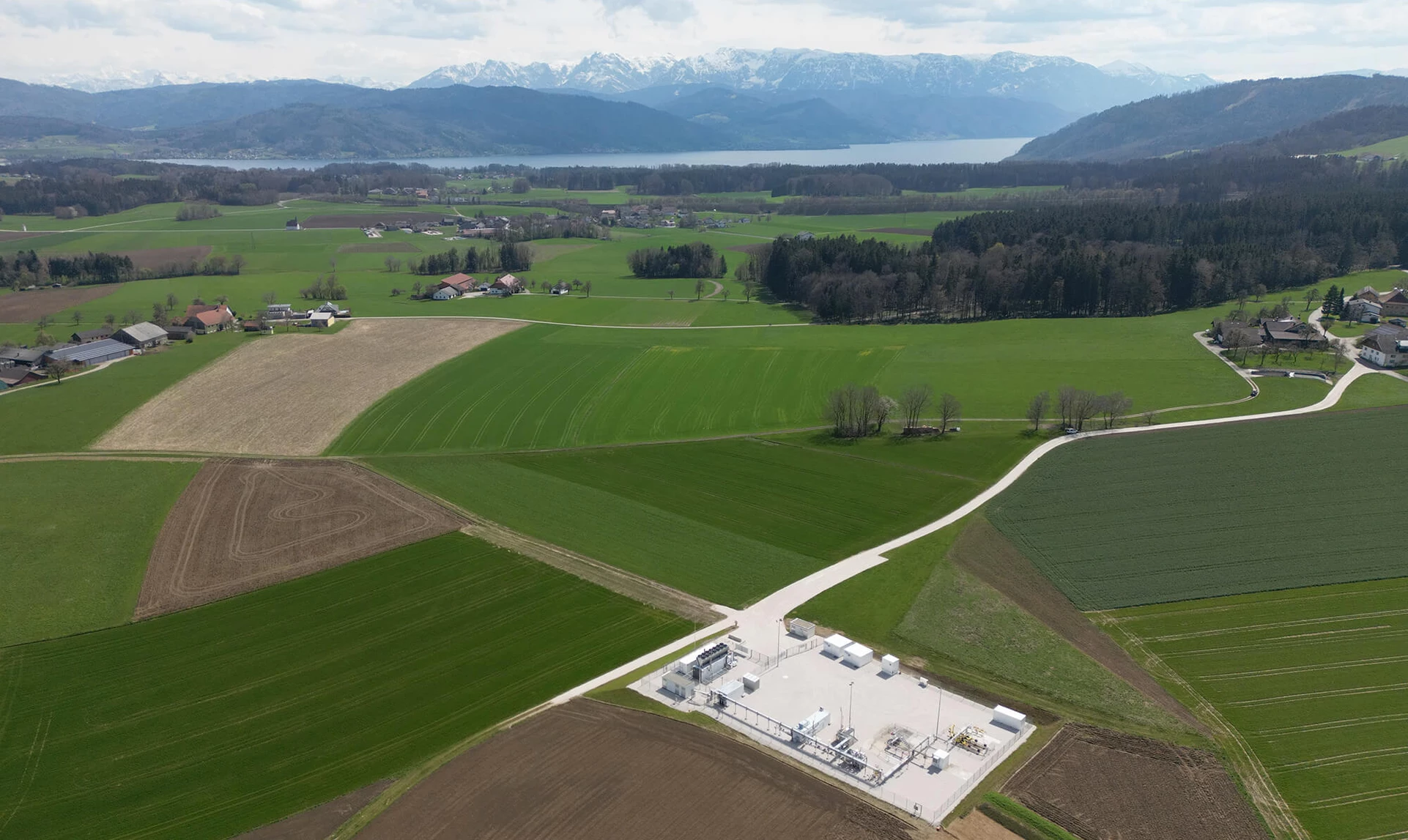 Storage facility Rubensdorf from above surrounded by green fields