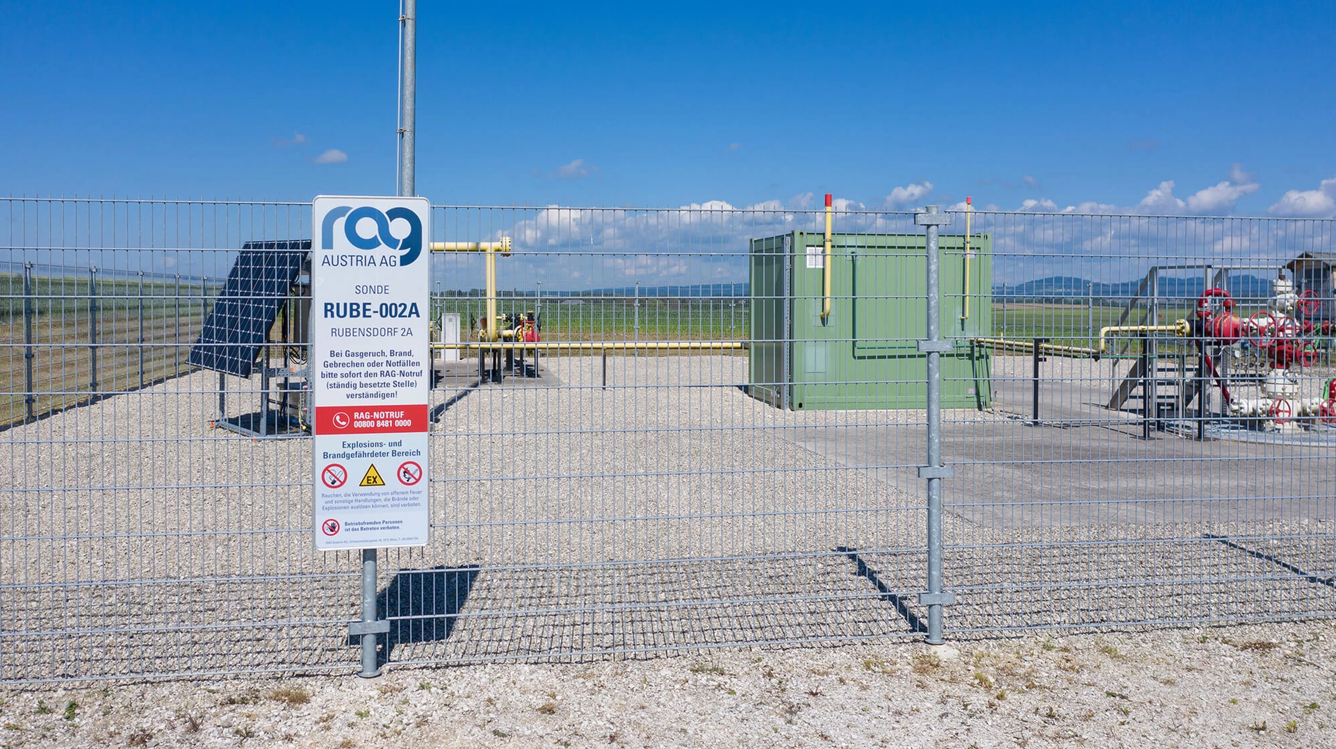 Storage facility with blue sky